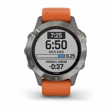Часы Garmin FENIX 6 Sapphire титановый с оранжевым ремешком - Фото 4